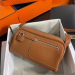 Private custom-made pure hand-sewn NouveauBoby shoulder bag, togo leather messenger bag, camera bag